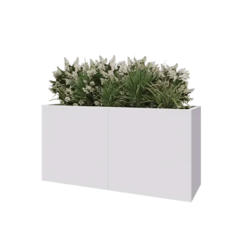 Steel planter XXL - Rectangle - 160 x 50 x 80 cm - RAL9005 matt (white) - With bottom plate