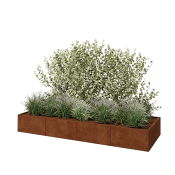 Corten steel planter XXL - Rectangle - 320 x 100 x 40 cm - With bottom plate