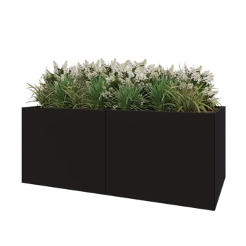 Steel planter XXL - Rectangle - 200 x 100 x 80 cm - RAL9005 matt (black) - With bottom plate