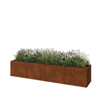 Corten steel planter XXL - Rectangle - 320 x 60 x 60 cm - With bottom plate