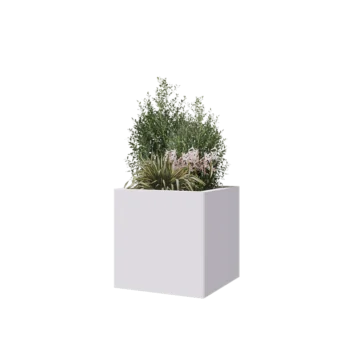 Steel planter - Square - 50 x 50 x 50 cm - RAL9005 matt (white) - With bottom plate