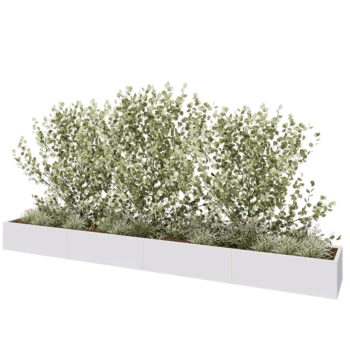 Steel planter XXL - Rectangle - 480 x 60 x 40 cm - RAL9005 matt (white) - Without bottom plate