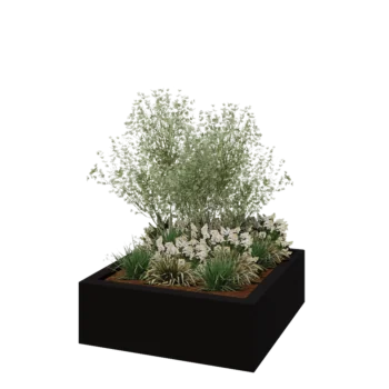 Fibreglass planter - Square - 120 x 120 x 40 cm - RAL9005 matt (black) - With bottom