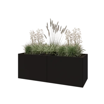 Steel planter XXL - Rectangle - 160 x 60 x 60 cm - RAL9005 matt (black) - With bottom plate