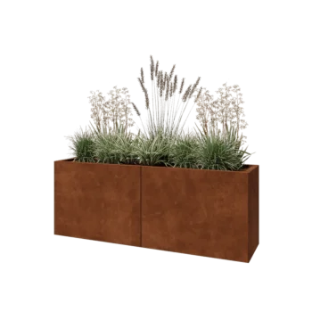 Corten steel planter XXL - Rectangle - 160 x 40 x 60 cm - With bottom plate