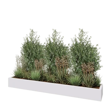 Fibreglass planter - Rectangle - 200 x 30 x 20 cm - RAL9010 matt (white) - With bottom