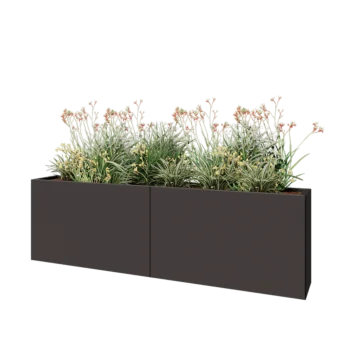 Steel planter XXL - Rectangle - 200 x 30 x 60 cm - RAL7016 matt (anthracite grey) - With bottom plate