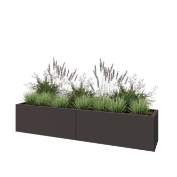 Steel planter XXL - Rectangle - 200 x 40 x 40 cm - RAL7016 matt (anthracite grey) - With bottom plate