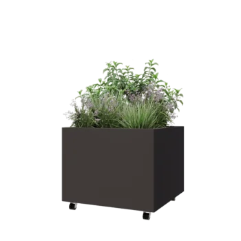 Steel planter - Square - 80 x 80 x 60 cm - Other RAL colour - With bottom plate - With wheels