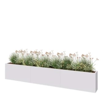 Steel planter XXL - Rectangle - 360 x 30 x 60 cm - RAL9005 matt (white) - Without bottom plate