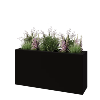 Fibreglass planter - Rectangle - 120 x 30 x 60 cm - RAL9005 matt (black) - With bottom