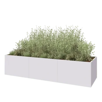 Steel planter XXL - Rectangle - 360 x 100 x 80 cm - RAL9005 matt (white) - With bottom plate
