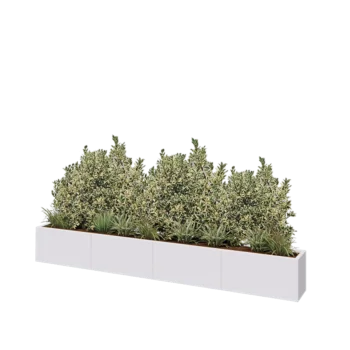 Steel planter XXL - Rectangle - 320 x 30 x 40 cm - RAL9005 matt (white) - With bottom plate