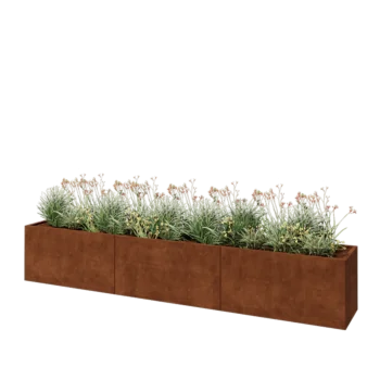 Corten steel planter XXL - Rectangle - 360 x 50 x 60 cm - With bottom plate
