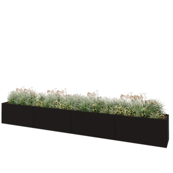 Steel planter XXL - Rectangle - 480 x 50 x 60 cm - RAL9005 matt (black) - Without bottom plate