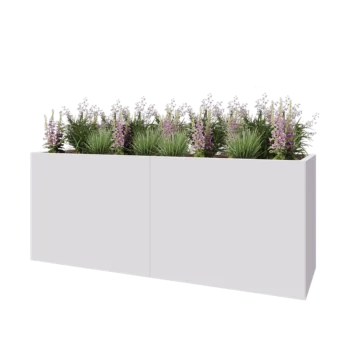 Steel planter XXL - Rectangle - 200 x 60 x 80 cm - RAL9005 matt (white) - Without bottom plate