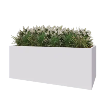 Steel planter XXL - Rectangle - 200 x 100 x 80 cm - RAL9005 matt (white) - With bottom plate