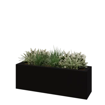 Fibreglass planter - Rectangle - 120 x 30 x 40 cm - RAL9005 matt (black) - With bottom