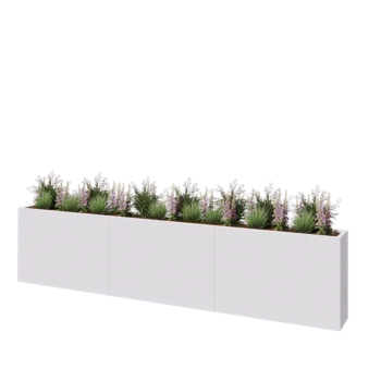 Steel planter XXL - Rectangle - 360 x 30 x 80 cm - RAL9005 matt (white) - With bottom plate