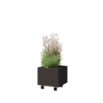 Steel planter - Square - 40 x 40 x 30 cm - Other RAL colour - With bottom plate - With wheels