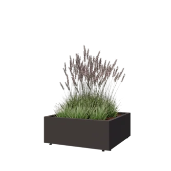 Steel planter - Square - 80 x 80 x 30 cm - Other RAL colour - With bottom plate - With legs