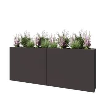 Steel planter XXL - Rectangle - 200 x 30 x 80 cm - RAL7016 matt (anthracite grey) - With bottom plate