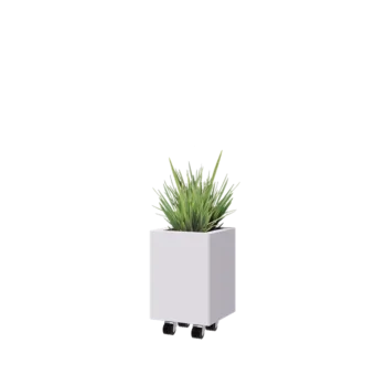 Steel planter - Square - 30 x 30 x 40 cm - RAL9005 matt (white) - With bottom plate - With wheels