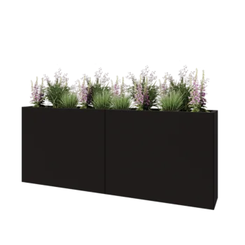 Steel planter XXL - Rectangle - 200 x 30 x 80 cm - RAL9005 matt (black) - With bottom plate
