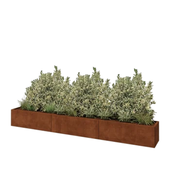 Corten steel planter XXL - Rectangle - 360 x 40 x 40 cm - With bottom plate