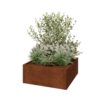 Corten steel planter - Square - 100 x 100 x 40 cm - Without bottom plate
