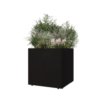 Steel planter - Square - 70 x 70 x 70 cm - RAL9005 matt (black) - With bottom plate - With legs