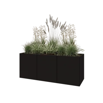 Steel planter XXL - Rectangle - 150 x 50 x 60 cm - RAL9005 matt (black) - With bottom plate