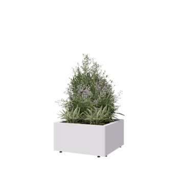 Steel planter - Square - 60 x 60 x 30 cm - RAL9005 matt (white) - With bottom plate - With legs