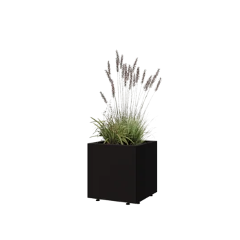 Steel planter - Square - 40 x 40 x 40 cm - RAL9005 matt (black) - With bottom plate - With legs