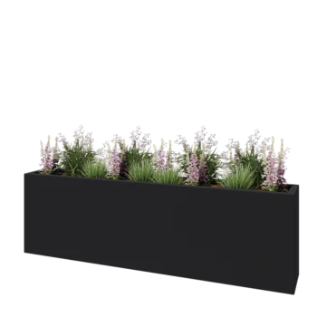 Fibreglass planter - Rectangle - 200 x 30 x 60 cm - RAL7021 matt (black grey) - With bottom