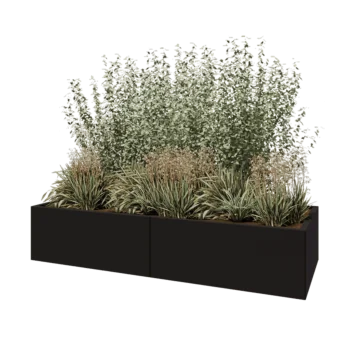 Steel planter XXL - Rectangle - 200 x 80 x 40 cm - RAL9005 matt (black) - Without bottom plate