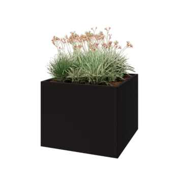 Steel planter - Square - 100 x 100 x 80 cm - RAL9005 matt (black) - Without bottom plate