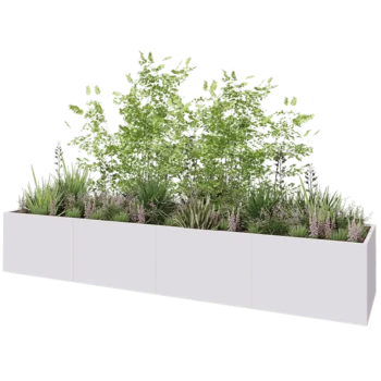 Steel planter XXL - Rectangle - 480 x 100 x 80 cm - RAL9005 matt (white) - Without bottom plate