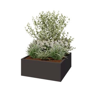 Steel planter - Square - 100 x 100 x 40 cm - RAL7016 matt (anthracite grey) - With bottom plate
