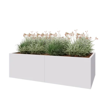 Steel planter XXL - Rectangle - 200 x 100 x 60 cm - RAL9005 matt (white) - With bottom plate
