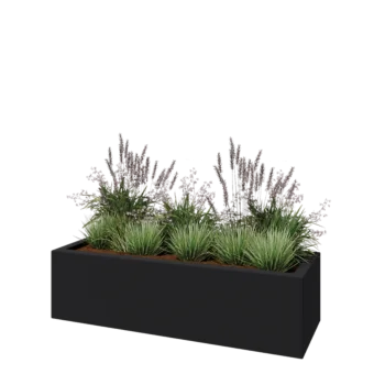 Fibreglass planter - Rectangle - 150 x 50 x 40 cm - RAL7021 matt (black grey) - With bottom