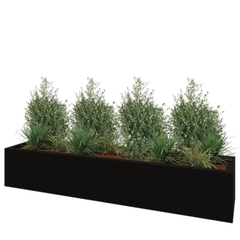 Fibreglass planter - Rectangle - 230 x 50 x 40 cm - RAL9005 matt (black) - With bottom