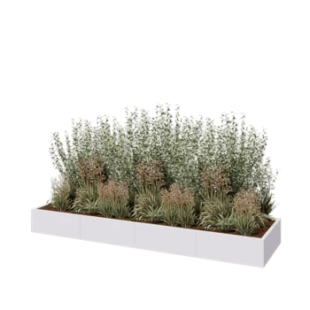 Steel planter XXL - Rectangle - 320 x 80 x 30 cm - RAL9005 matt (white) - With bottom plate