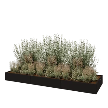 Steel planter XXL - Rectangle - 360 x 100 x 30 cm - RAL9005 matt (black) - With bottom plate