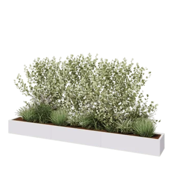 Steel planter XXL - Rectangle - 360 x 40 x 30 cm - RAL9005 matt (white) - With bottom plate