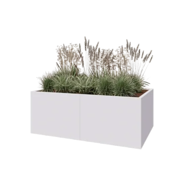 Steel planter XXL - Rectangle - 160 x 100 x 60 cm - RAL9005 matt (white) - With bottom plate