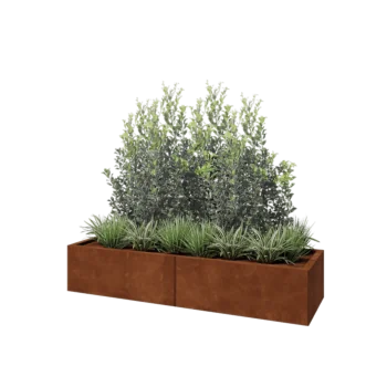 Corten steel planter XXL - Rectangle - 160 x 50 x 30 cm - With bottom plate