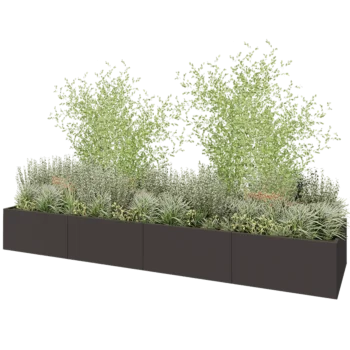 Steel planter XXL - Rectangle - 480 x 120 x 60 cm - RAL7016 matt (anthracite grey) - Without bottom plate