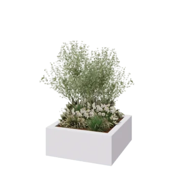 Fibreglass planter - Square - 100 x 100 x 40 cm - RAL9010 matt (white) - With bottom
