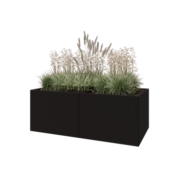 Steel planter XXL - Rectangle - 160 x 80 x 60 cm - RAL9005 matt (black) - With bottom plate
